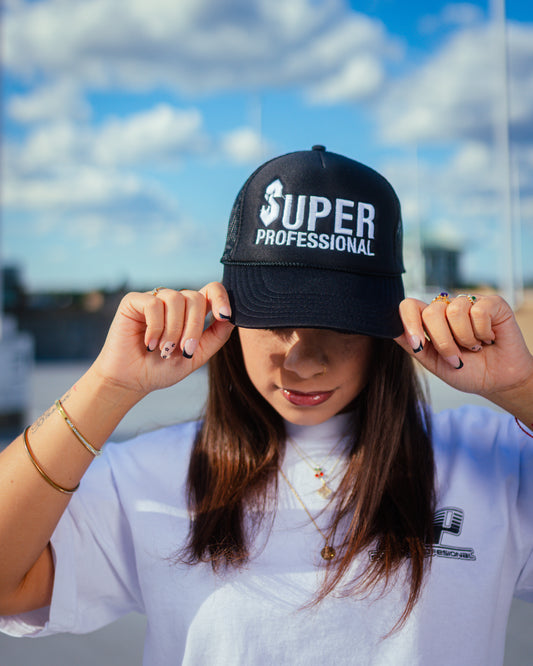 Super Professional Trucker Hat (S-Tie Edition) - BLACK